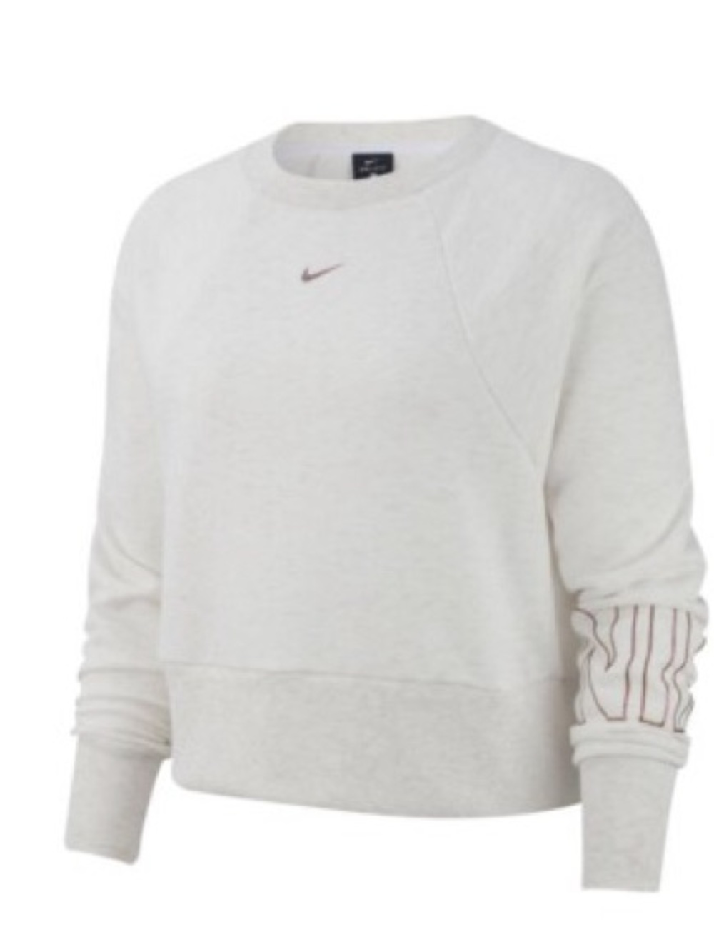 Nike Cream Crewneck Sweatshirt with Striped Sleeve Accents